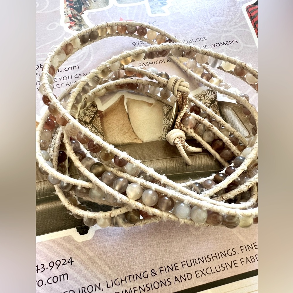 Chan LUU Beaded Rope wrap bracelet with Earth Tones